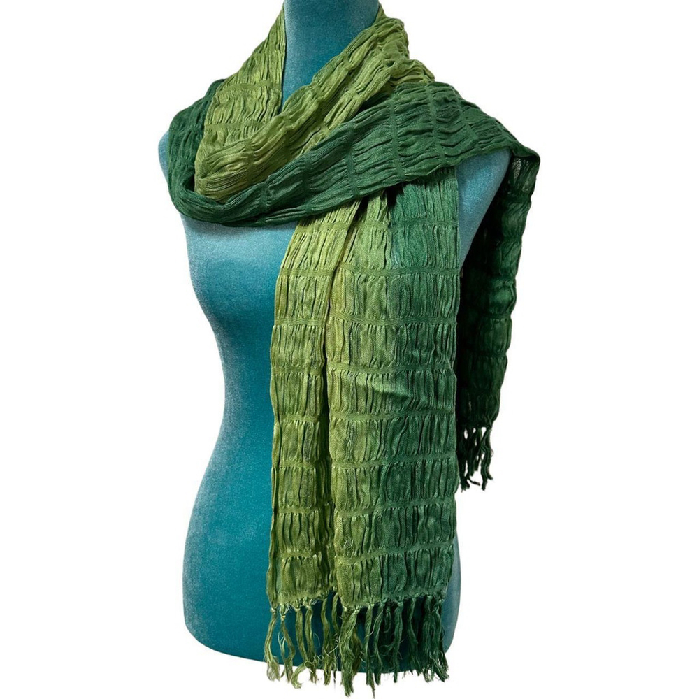 Vintage Coldwater Creek Green Ombre Textured Scarf NWT Fairy Grunge